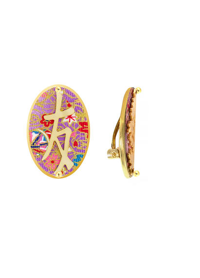 Kanji Friendship Clips Purple Earrings - Lebole Maison