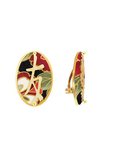 Kanji Friendship Clip Earrings Black - Lebole Maison