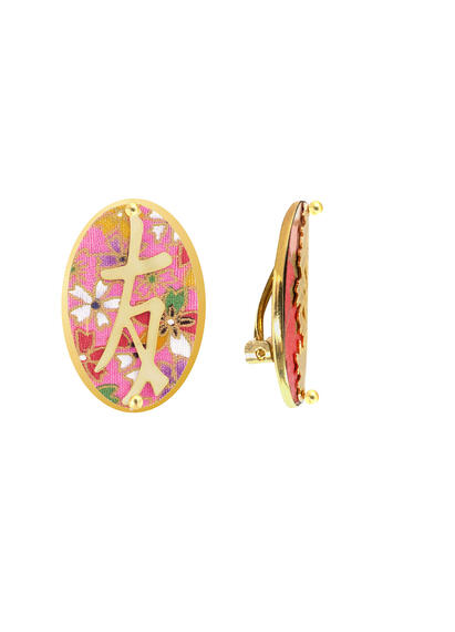 Pink Kanji Friendship Clip Earrings - Lebole Maison