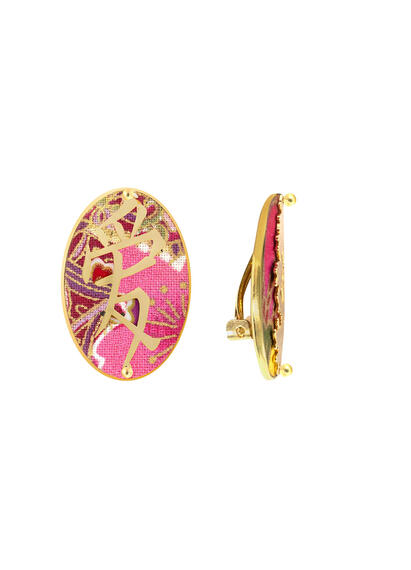 Kanji Love Clips Fuchsia Earrings - Lebole Maison