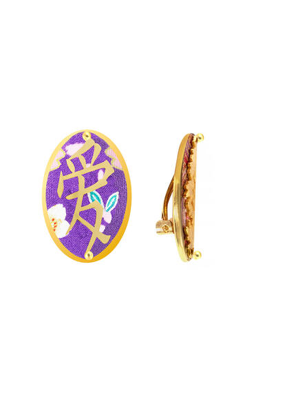 Kanji Love Clips Lilac Earrings - Lebole Maison