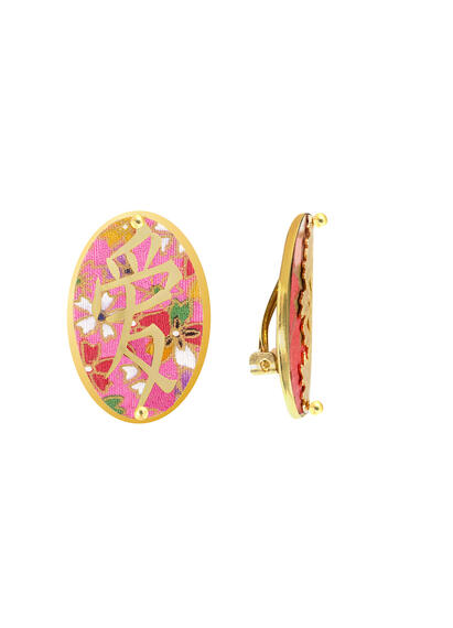 Kanji Love Clips Pink Earrings - Lebole Maison