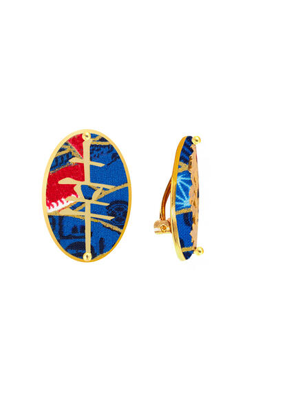 Kanji Fortune Clips Blue Earrings - Lebole Maison