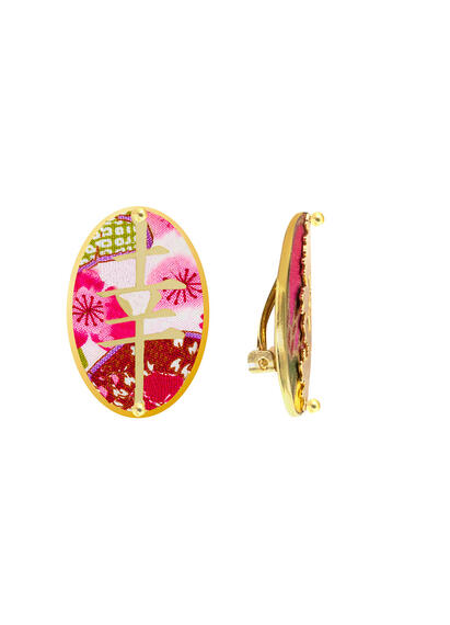 Kanji Fortune Clips Fuchsia Earrings - Lebole Maison