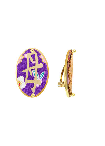 Kanji Mamma Clips Oval Lilac Earrings - Lebole Maison