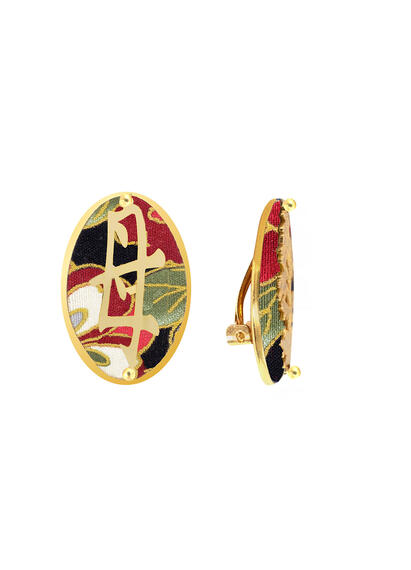 Kanji Mom Clips Black Oval Earrings - Lebole Maison