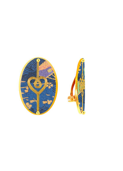Orecchini Cuore E Infinito Clips Ovale Azzurro - Lebole Maison