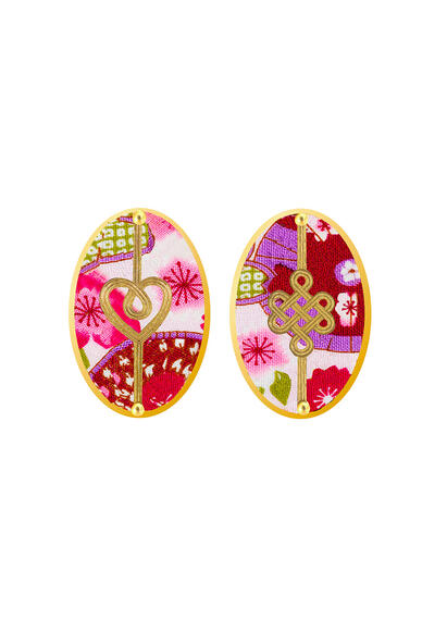 Orecchini Cuore E Infinito Clips Ovale Fucsia - Lebole Maison