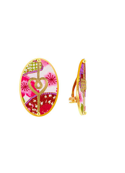 Orecchini Cuore E Infinito Clips Ovale Fucsia - Lebole Maison