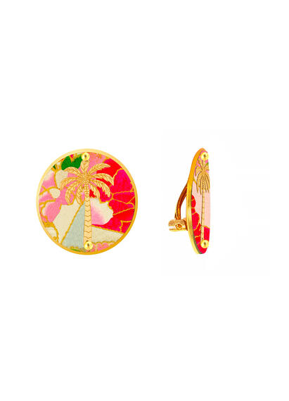 Orecchini Palma Clips Tondo Fucsia - Lebole Maison