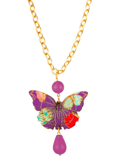 Collana Farfalla Seta Fucsia - Lebole Maison