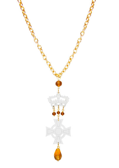 Collana Croce Plex Grande Trasparente Ambra - Lebole Maison