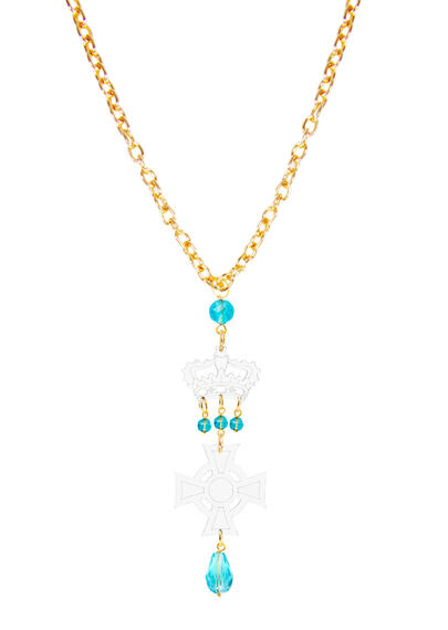 Collana Croce Plex Grande Trasparente Azzurro - Lebole Maison