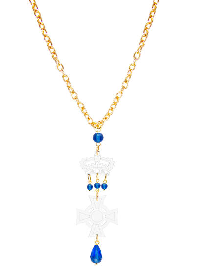 Collana Croce Plex Grande Trasparente Blu - Lebole Maison