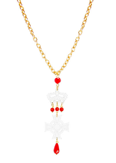 Collana Croce Plex Grande Trasparente Rubino - Lebole Maison