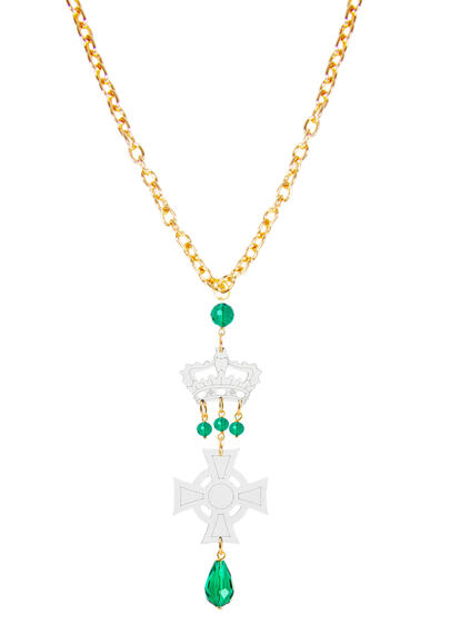 Collana Croce Plex Grande Trasparente Verde - Lebole Maison