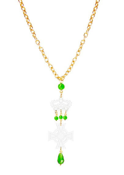 Collana Croce Plex Grande Trasparente Verde Chiaro - Lebole Maison