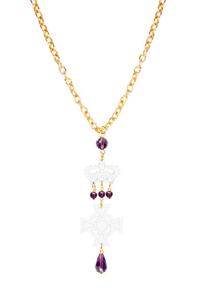 Collana Croce Plex Grande Trasparente Viola - Lebole Maison