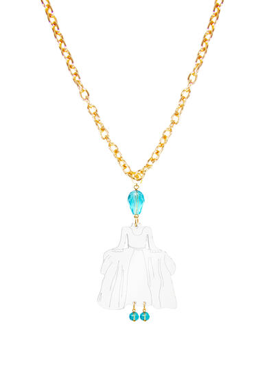 Collana Dama Plex Grande Trasparente Azzurro - Lebole Maison