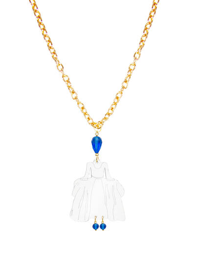 Collana Dama Plex Grande Trasparente Blu - Lebole Maison