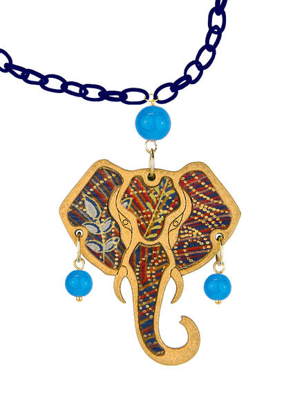 Collana Elefante Oro Azzurro - Lebole Maison