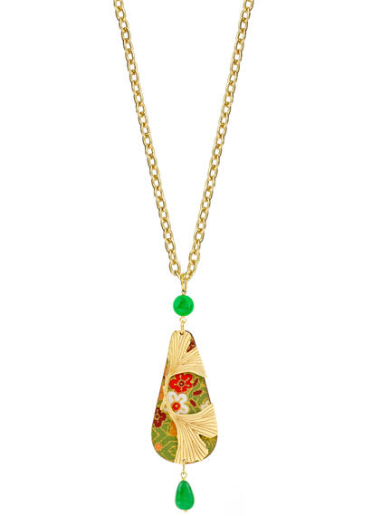 Collana Ginkgo Ventaglio Verde - Lebole Maison