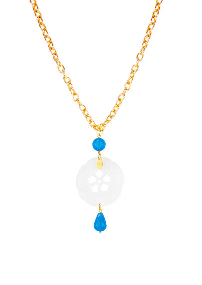 Collana Kamon Fiore Plexi Trasparente Azzurro - Lebole Maison