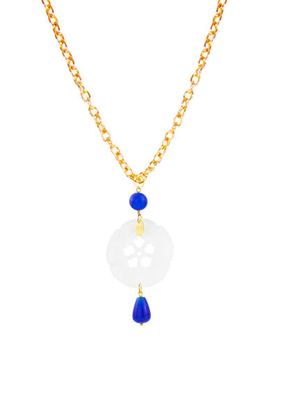 Collana Kamon Fiore Plexi Trasparente Blu - Lebole Maison