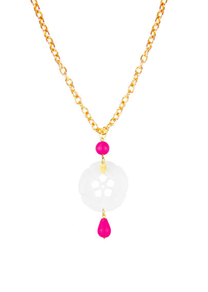 Collana Kamon Fiore Plexi Trasparente Fucsia - Lebole Maison