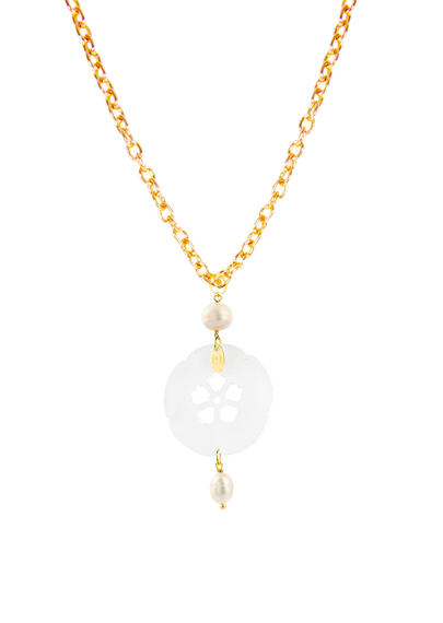 Collana Kamon Fiore Plexi Trasparente Perla - Lebole Maison