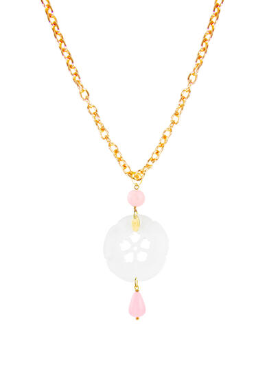 Collana Kamon Fiore Plexi Trasparente Rosa - Lebole Maison