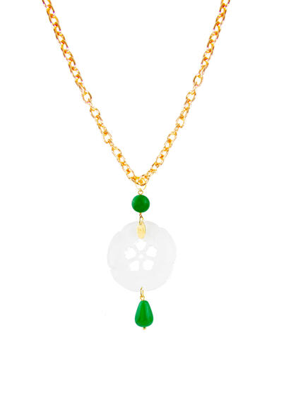 Collana Kamon Fiore Plexi Trasparente Verde - Lebole Maison