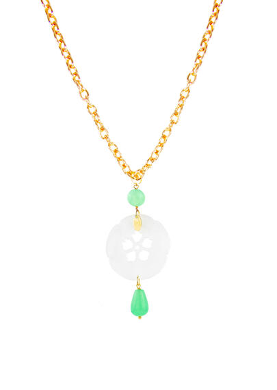 Collana Kamon Fiore Plexi Trasparente Verde Giada - Lebole Maison