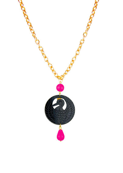 Collana Kamon Gru Plexi Nero Fucsia - Lebole Maison