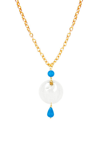 Collana Kamon Gru Plexi Trasparente Azzurro - Lebole Maison