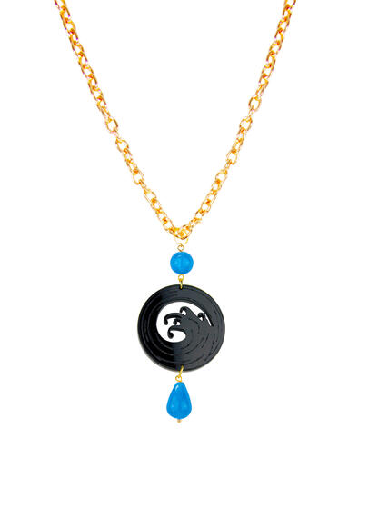 Collana Kamon Onda Plexi Nero Azzurro - Lebole Maison