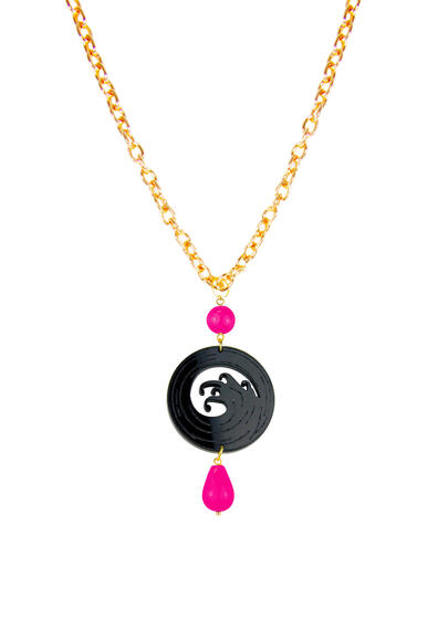Collana Kamon Onda Plexi Nero Fucsia - Lebole Maison