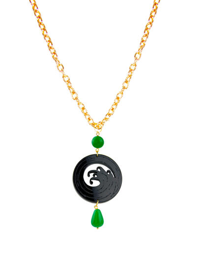 Collana Kamon Onda Plexi Nero Verde - Lebole Maison