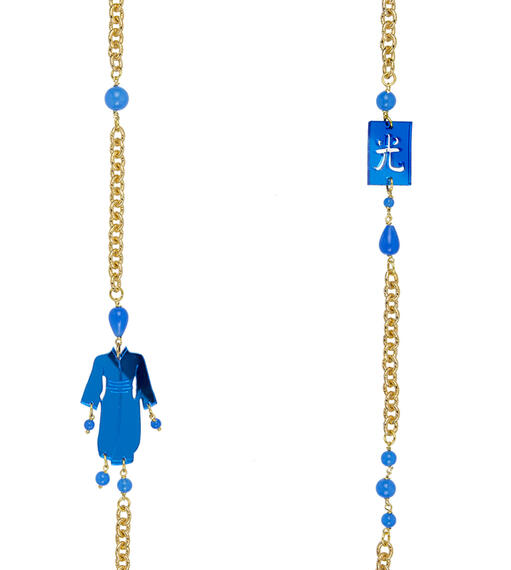 Blue Plexi Kimono Necklace - Lebole Maison