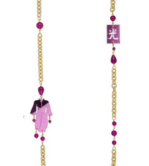 Fuchsia Plexi Kimono Necklace - Lebole Maison