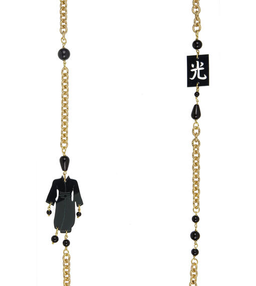 Black Plexi Kimono Necklace - Lebole Maison