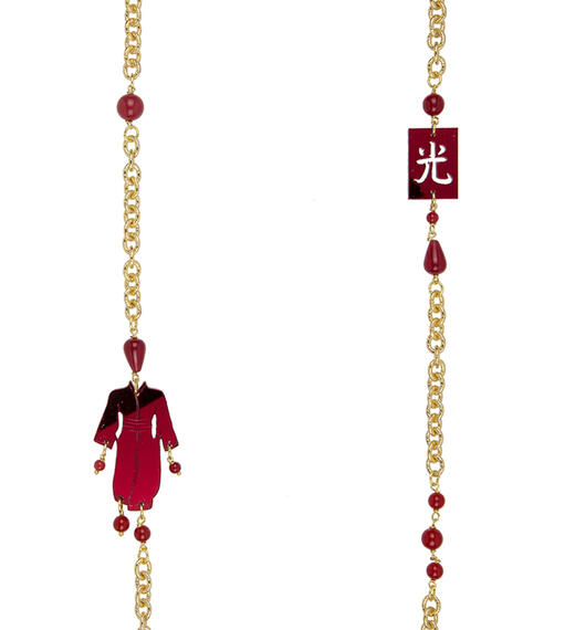 Red Plexi Kimono Necklace - Lebole Maison