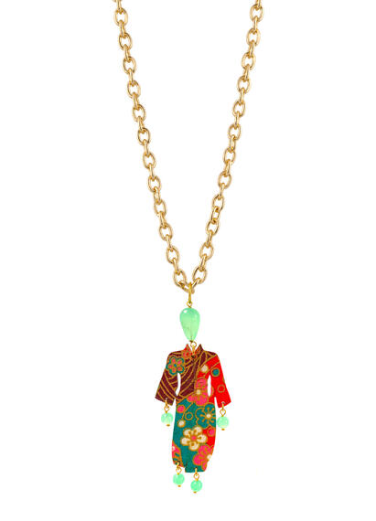 Collana Kimono Verde Giada - Lebole Maison