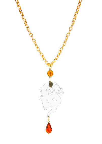 Transparent Amber Plexi Dragon Necklace - Lebole Maison