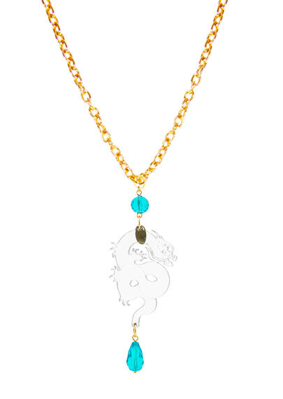 Transparent Plexi Dragon Necklace Blue - Lebole Maison