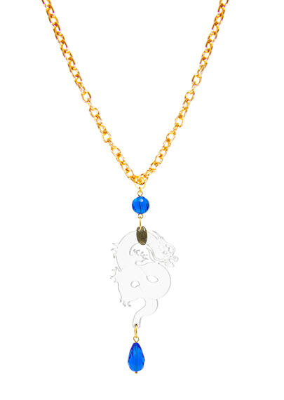 Blue Transparent Plexi Dragon Necklace - Lebole Maison