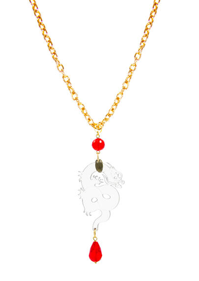 Dragon Necklace Transparent Plexi Ruby - Lebole Maison