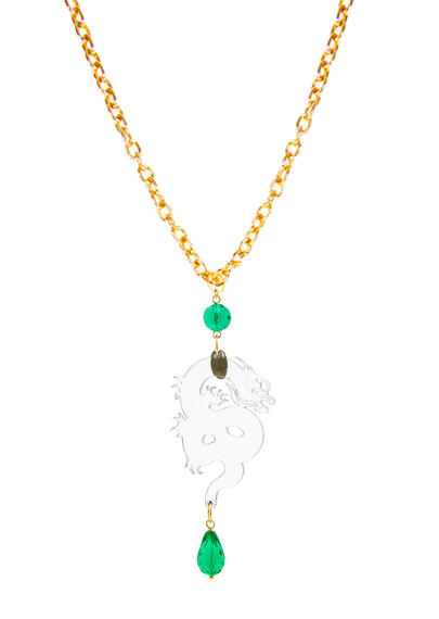 Transparent Green Plexi Dragon Necklace - Lebole Maison