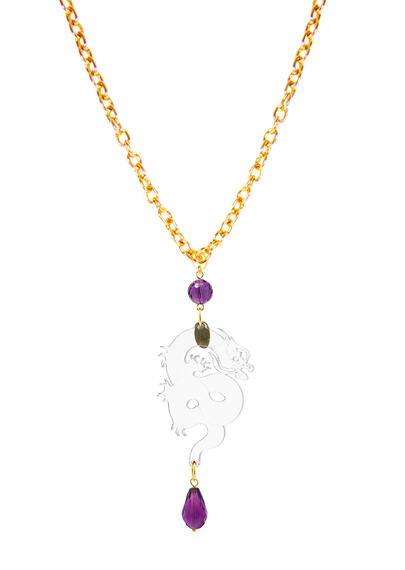 Purple Transparent Plexi Dragon Necklace - Lebole Maison