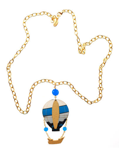 Collana Mongolfiera Seta Azzurro - Lebole Maison